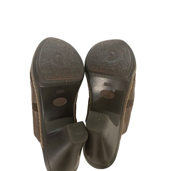 Sofft Women's  Size 9.5M Brown Leather Block Heel Mules clogs shoes - Picture 6 of 7